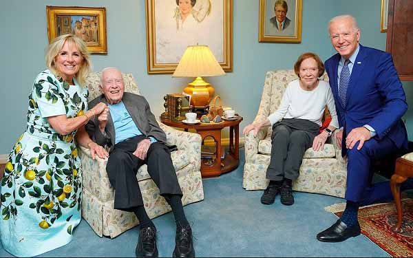 Президента США Джо Байдена и его супруга Джилл Байден в гостях у Джеймса Картера с супругой 5.05.2021